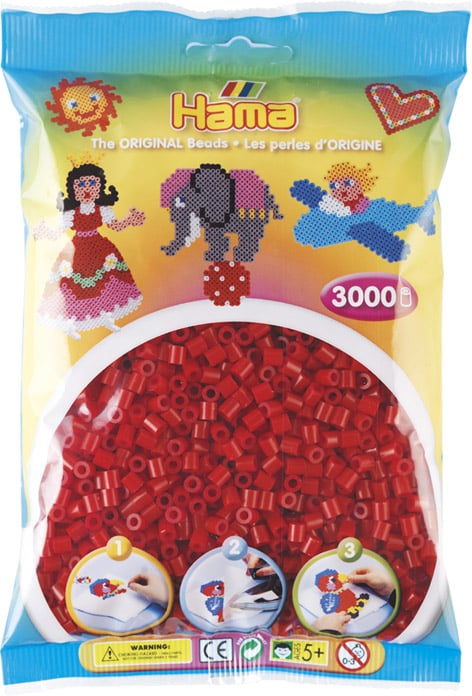 Hama Perler 3000 Stk Mørk Rød Midi 201-22
