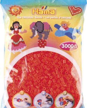 Hama Perler  3000 Stk Neon Rød Midi  201-35