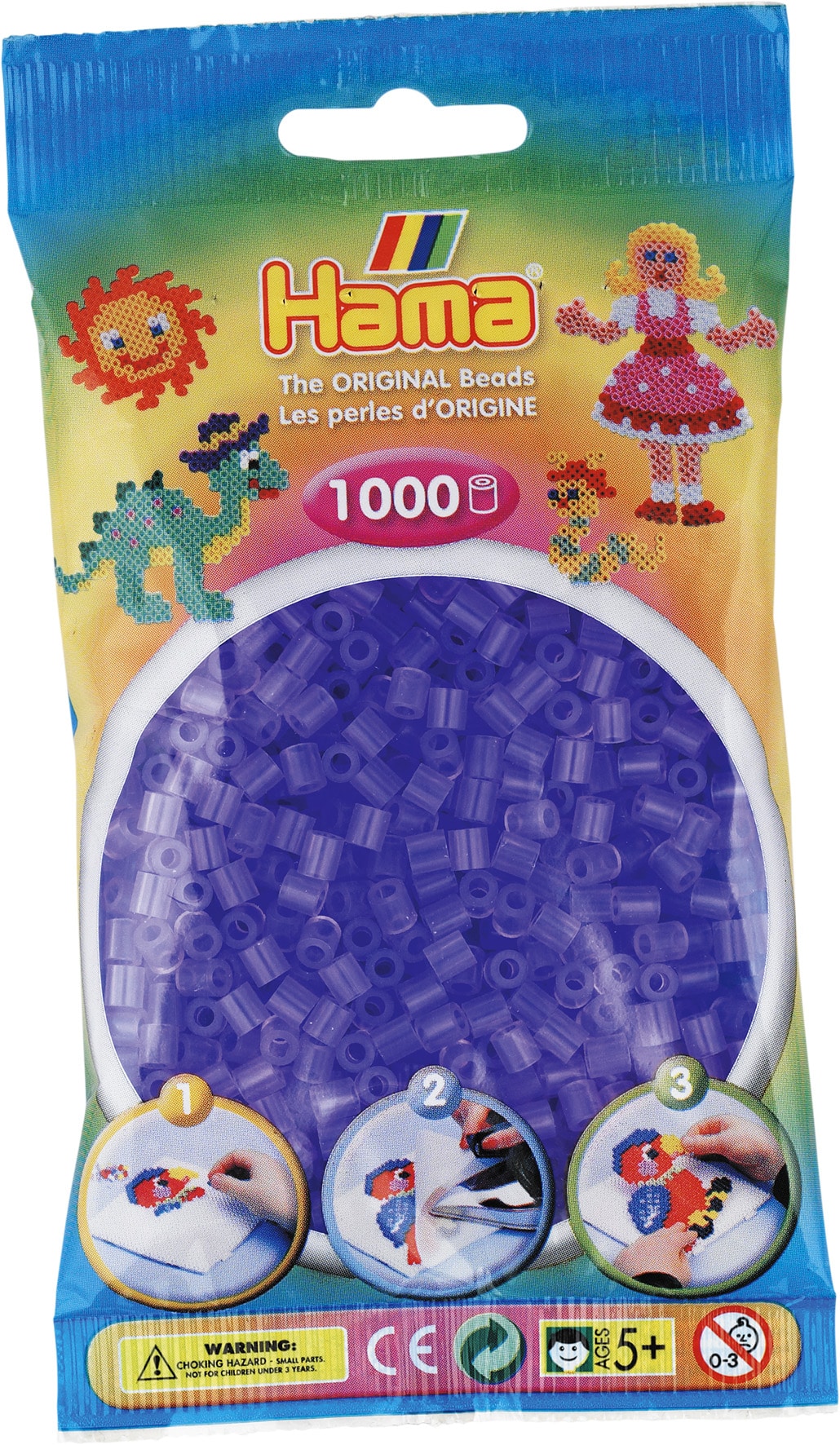 Hama Perler 1000 Stk Transparent Lilla- Midi 207-74