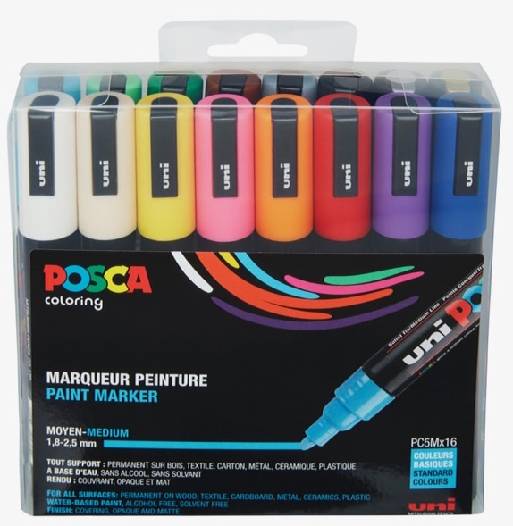 Posca Tusser Sæt Standard Farver Pc-5m 16 Stk