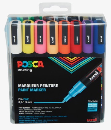 Posca Tusser Sæt Standard Farver Pc-3m 16 Stk