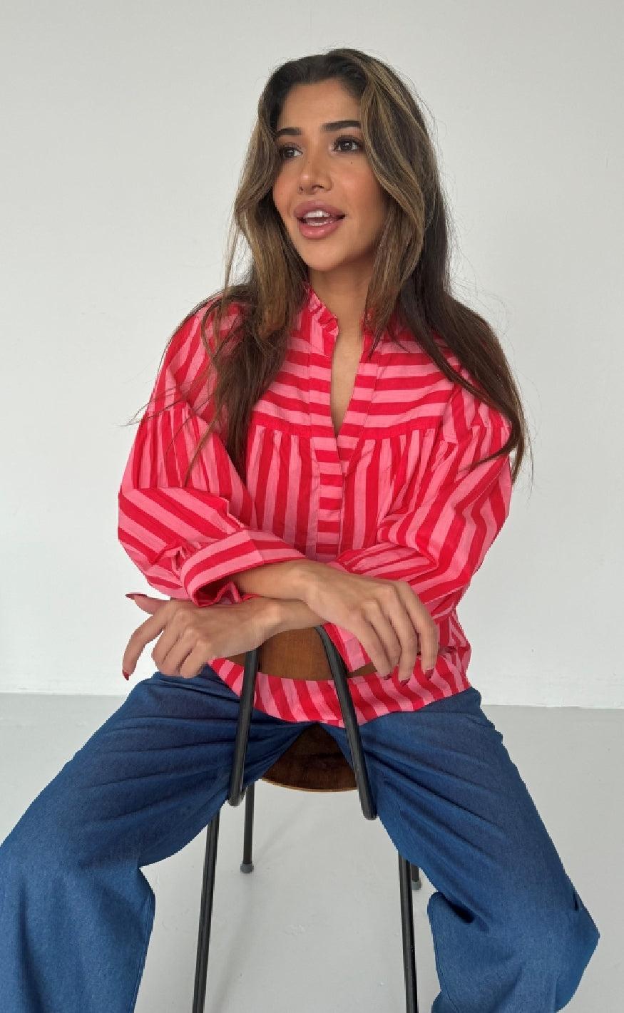 Continue Bluse Ida Stribe Pink