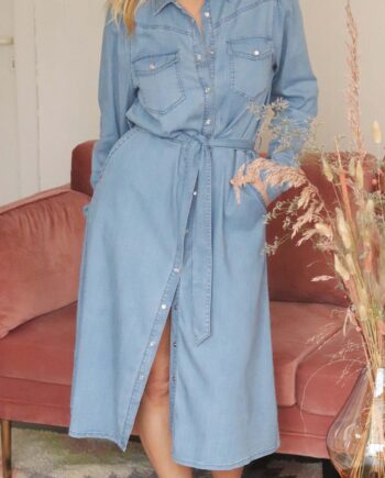 Freequent Kjole Fia Vintage Blue Denim