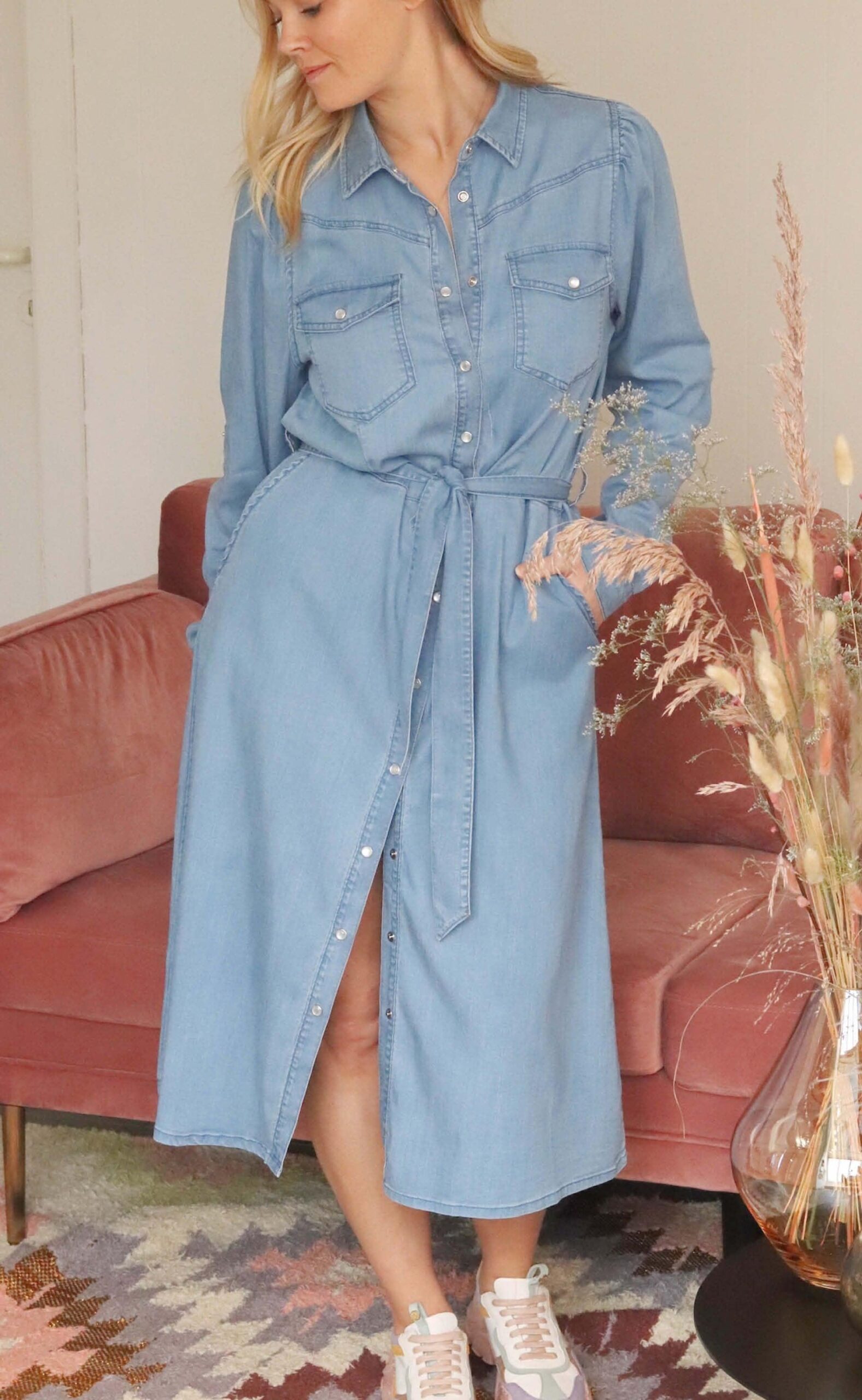 Freequent Kjole Fia Vintage Blue Denim