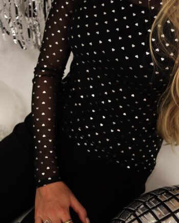 Liberte Bluse Sparkle Ls Balck Silver Heart
