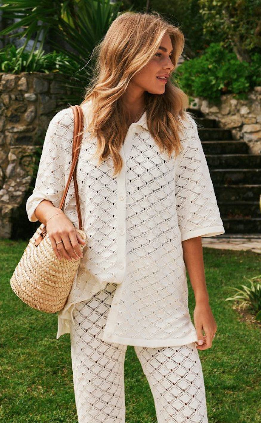 Neo Noir Skjorte Sette Crochet Off White