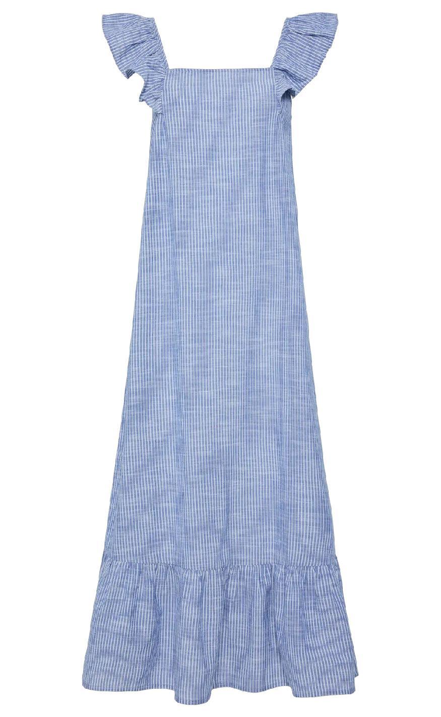 Pieces Kjole Apia Nautical Blue Bright White