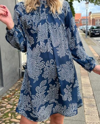 Say Ina Copenhagen Kjole Hazel Navy Blue Flower