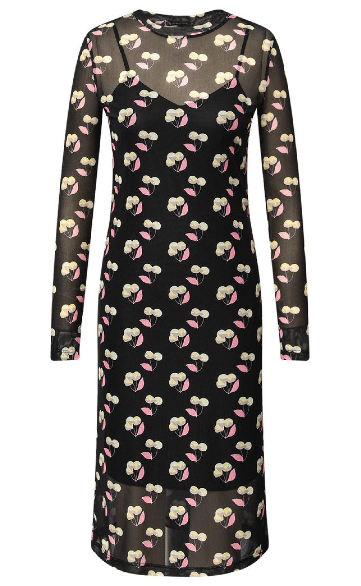 -view Kjole Silje Black With Cherries
