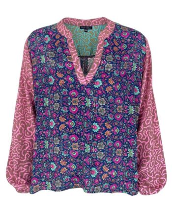 Black Colour Bluse Luna Kaftan Blue Mix