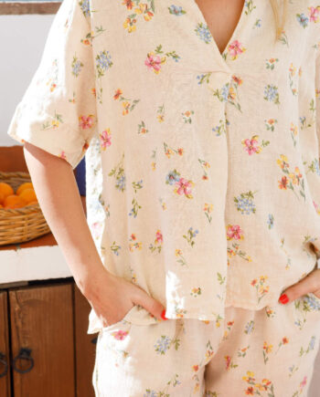Black Colour Bluse Melina Flower