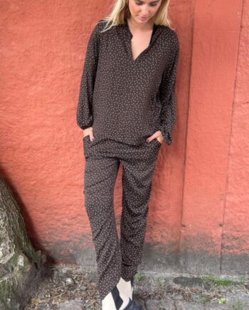 Black Colour Bukser Bianca Dot Coffee Dot