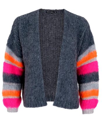 Black Colour Cardigan Divine Grey Neon