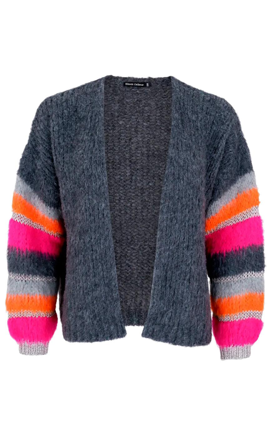 Black Colour Cardigan Divine Grey Neon