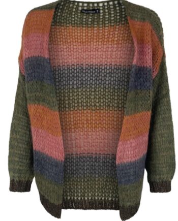 Black Colour Cardigan Felicia Striped Army