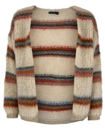 Black Colour Cardigan Tailor Brushed Warm Beige