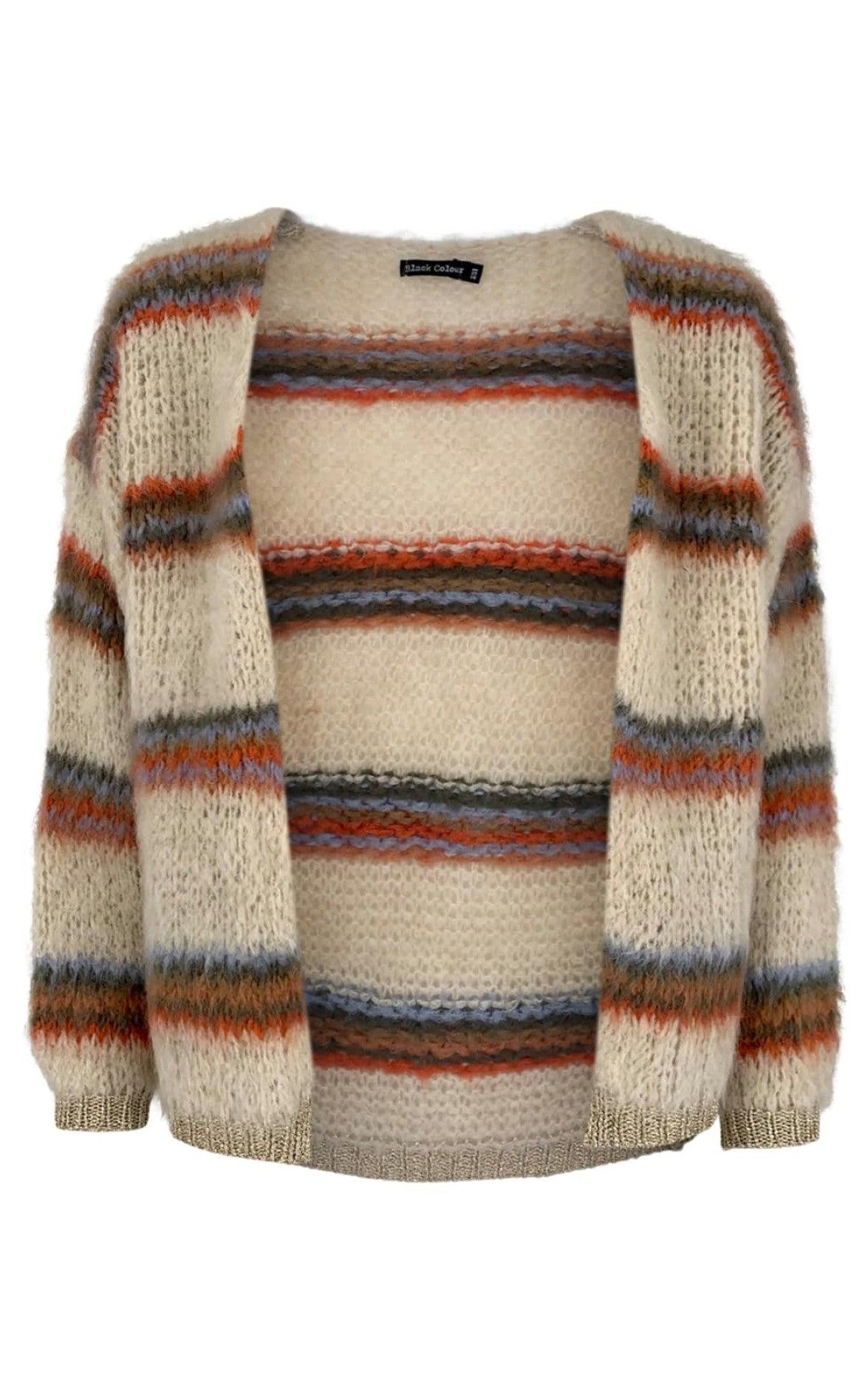 Black Colour Cardigan Tailor Brushed Warm Beige