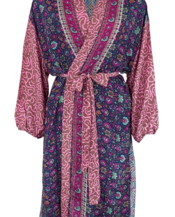 Black Colour Kimono Luna Long Blue Mix