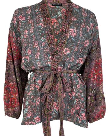 Black Colour Kimono Luna Short  Rose Pansy