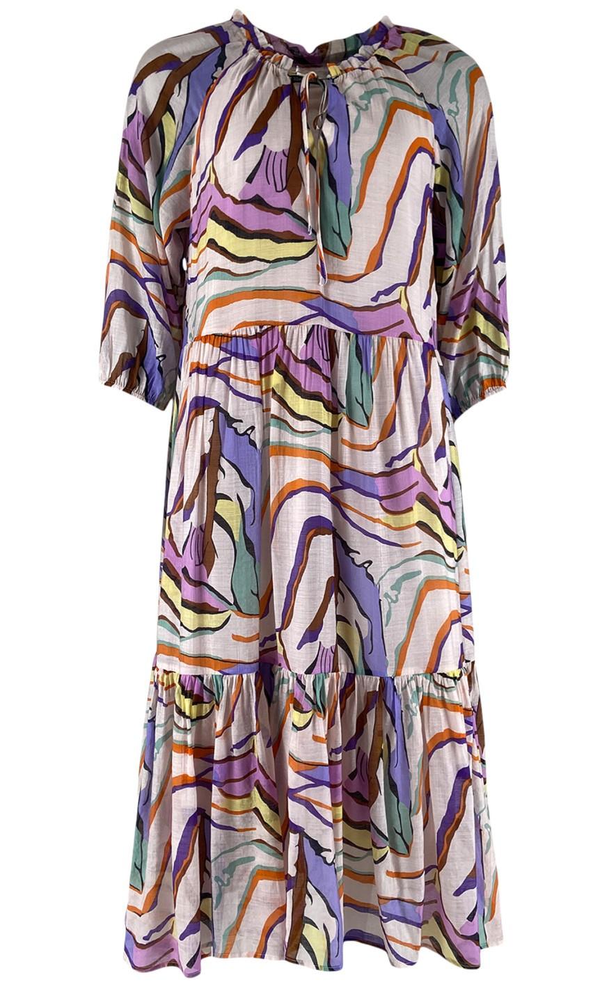 Black Colour Kjole Abella Graphic Boho Purple Graphic