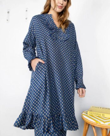 Black Colour Kjole Flora Ruffle Blue Floral