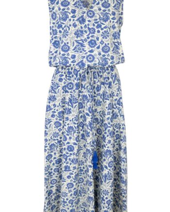 Black Colour Kjole Flora Summer Royal Blue