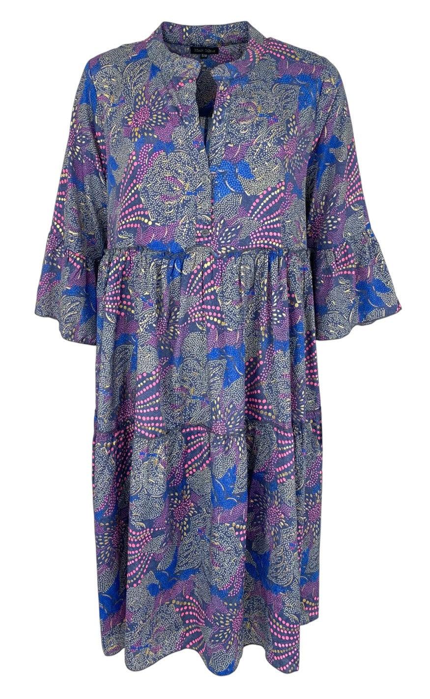 Black Colour Kjole Luna Boho Short Blue Fan