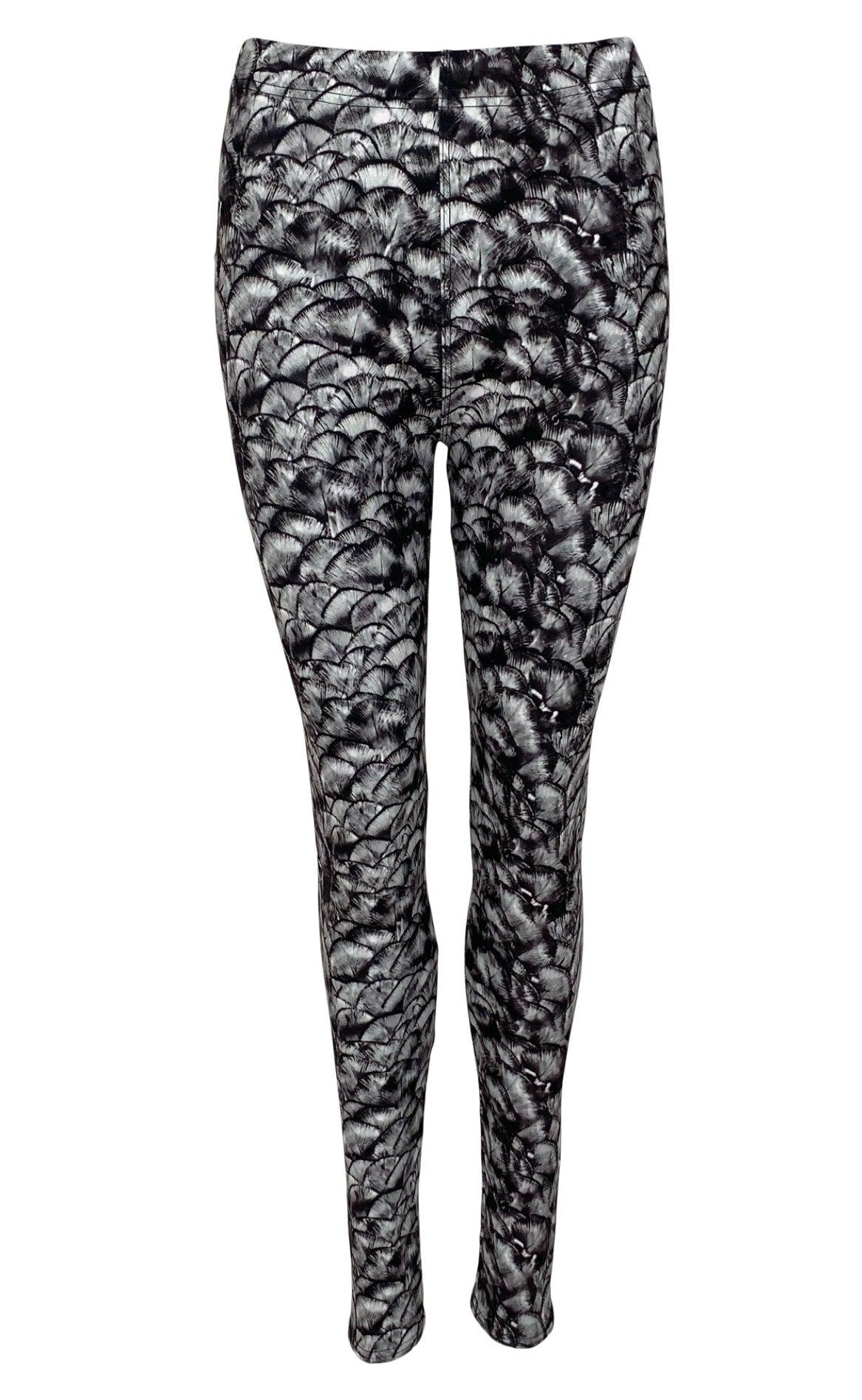 Black Colour Leggings Robyn Printed Grey Fan