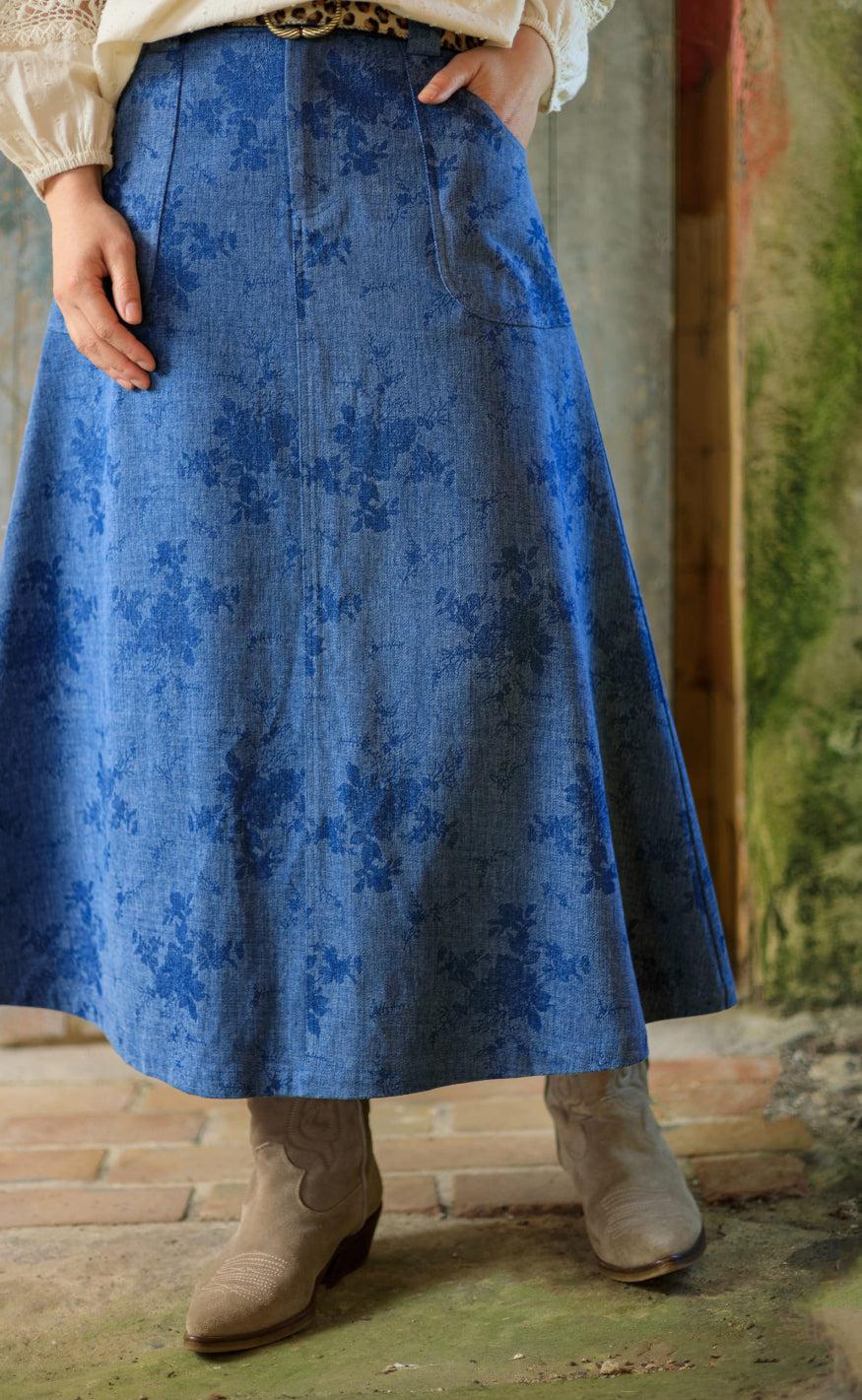 Black Colour Nederdel Fiola Denim Blue
