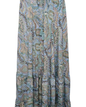 Black Colour Nederdel Luna Maxi Frill Blue Garden
