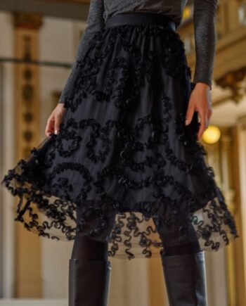 Black Colour Nederdel Swirl Black