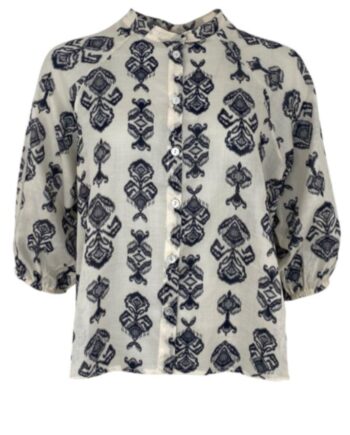 Black Colour Shirt Ikat Off White Black