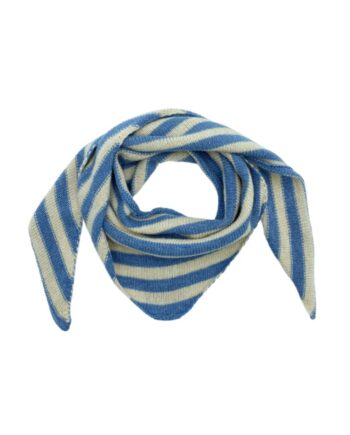 Black Colour Strikket Tørklæde Triangle Striped Light Blue Nature