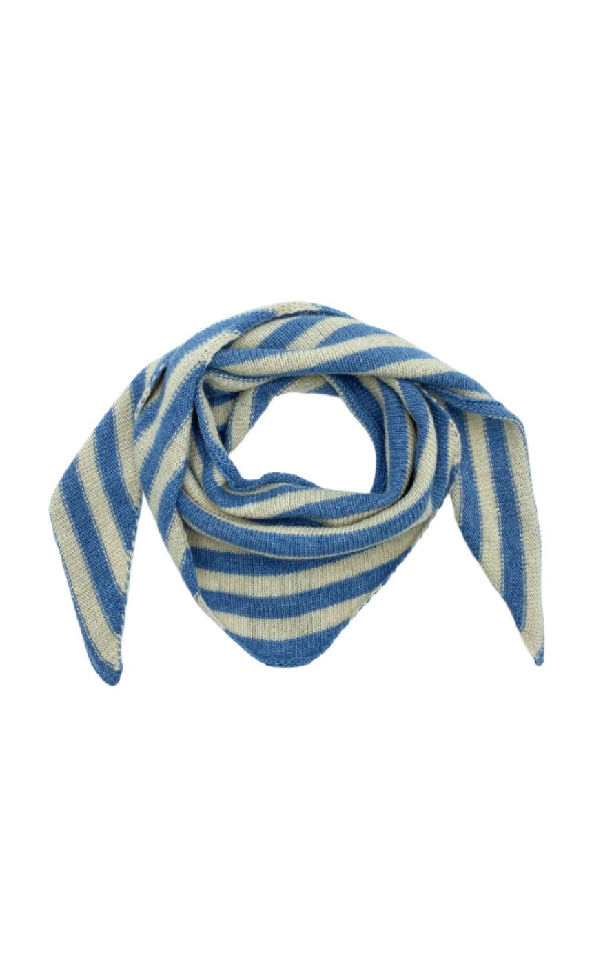 Black Colour Strikket Tørklæde Triangle Striped Light Blue Nature
