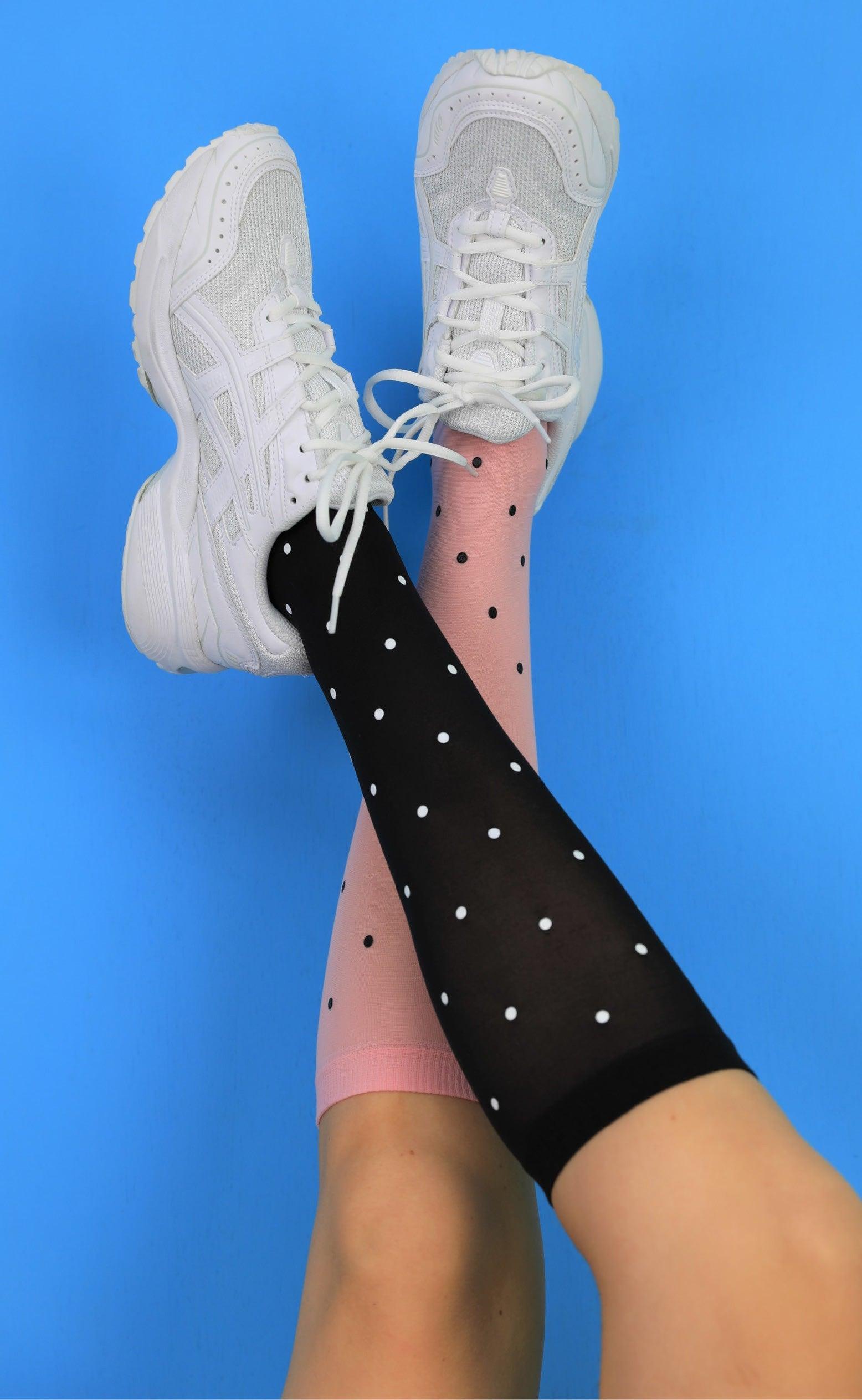 Black Colour Strømper Aura Knee High Socks Dots Black