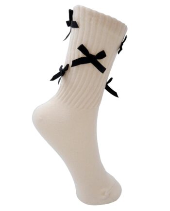 Black Colour Strømper Bow Off White
