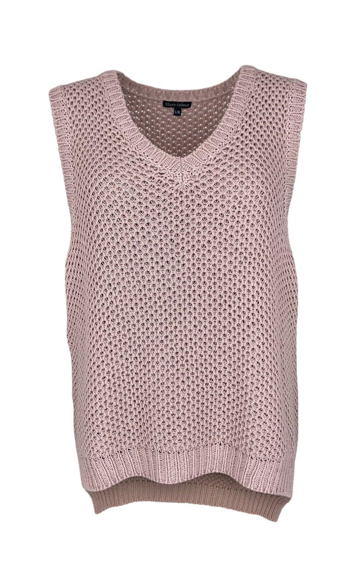 Black Colour Vest Faida Knit Rose