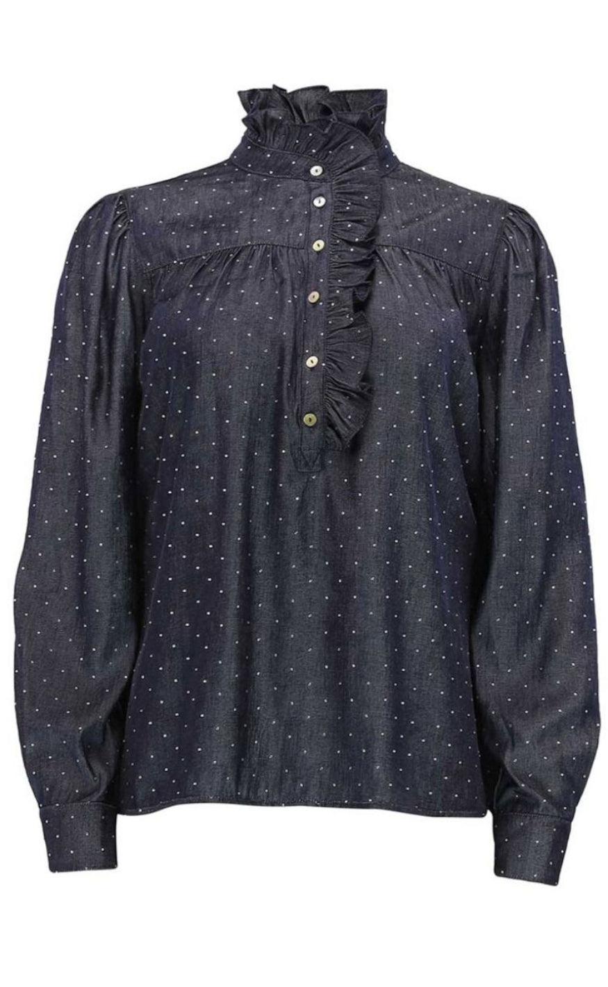 Continue Bluse Ariana Studs Dark Blue