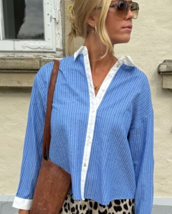 Continue Bluse Mary Stripe Blue Stripe White Contrast