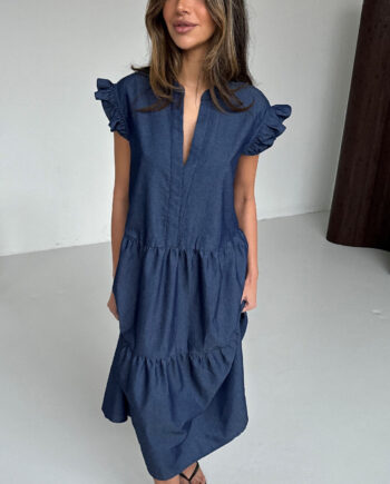 Continue Kjole Bea Long Dark Blue Chambre