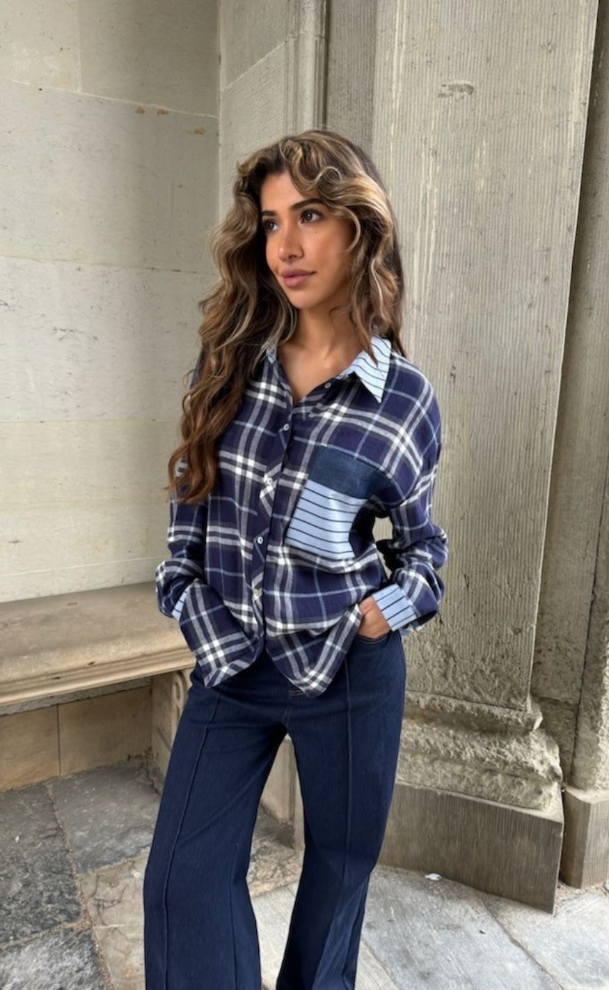 Continue Skjorte Alice Mix Blue Check