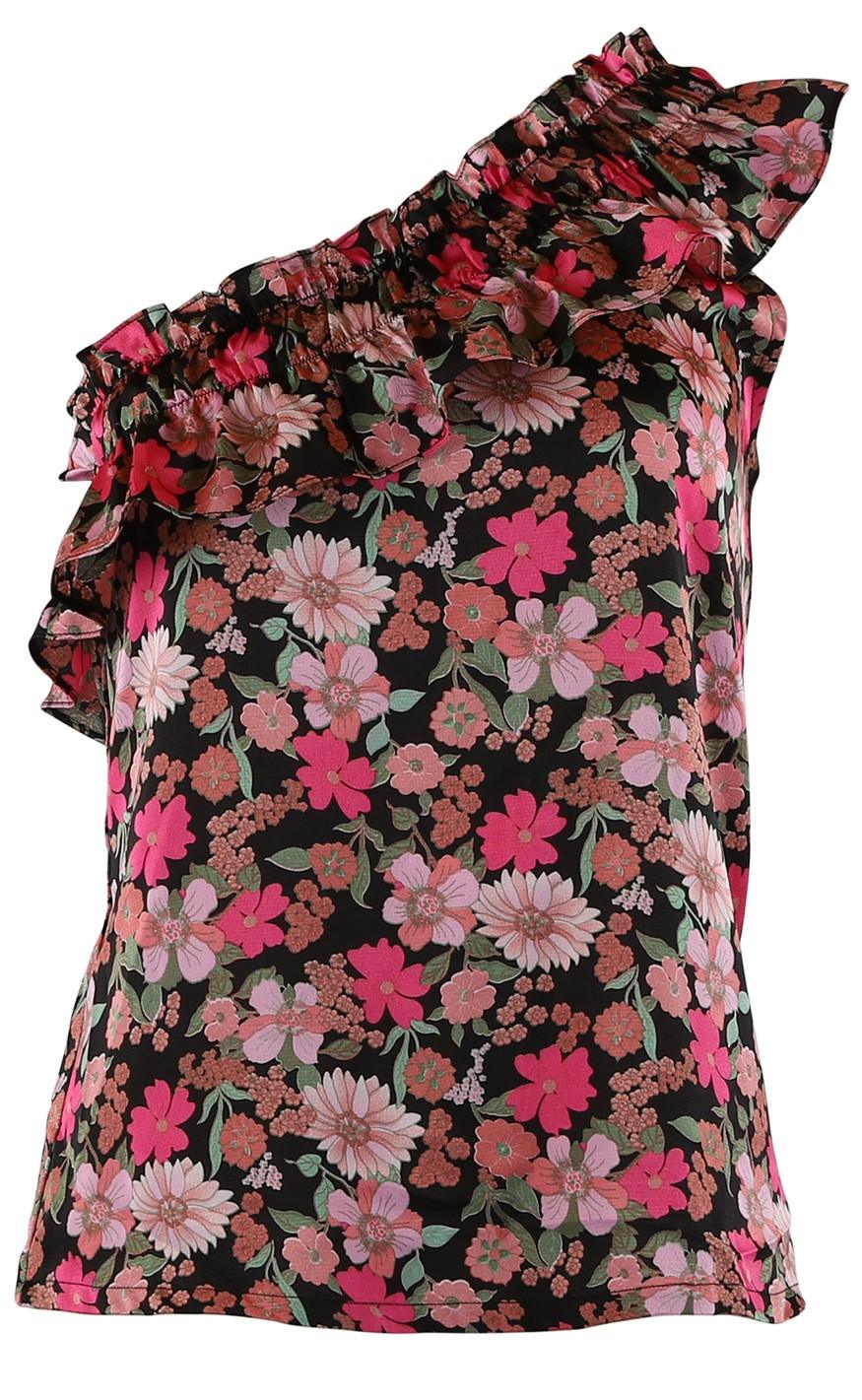 Continue Top Josefine Black Flower Print