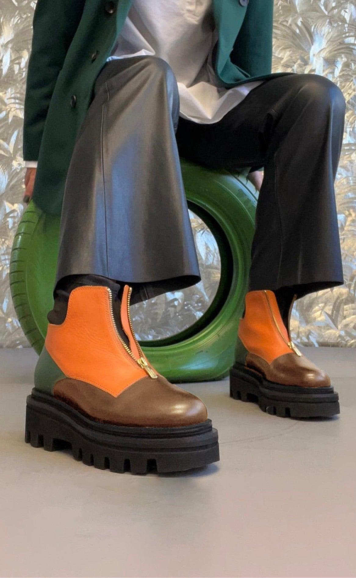 Copenhagen Shoes By Josefine Valentin Støvler Cosy Chunky Brown Orange