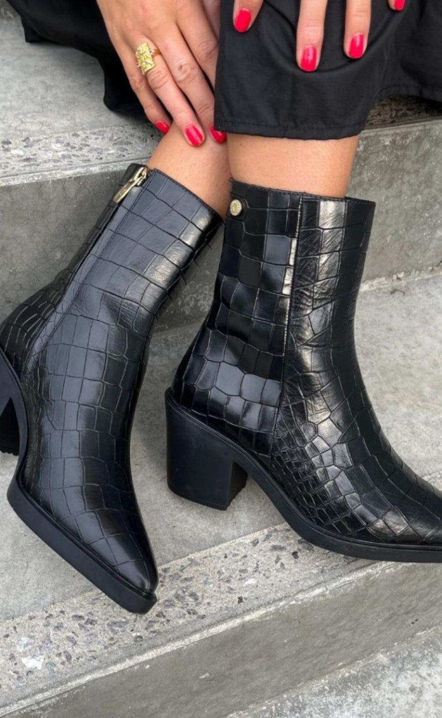 Copenhagen Shoes Støvler Cph Original Black Croco