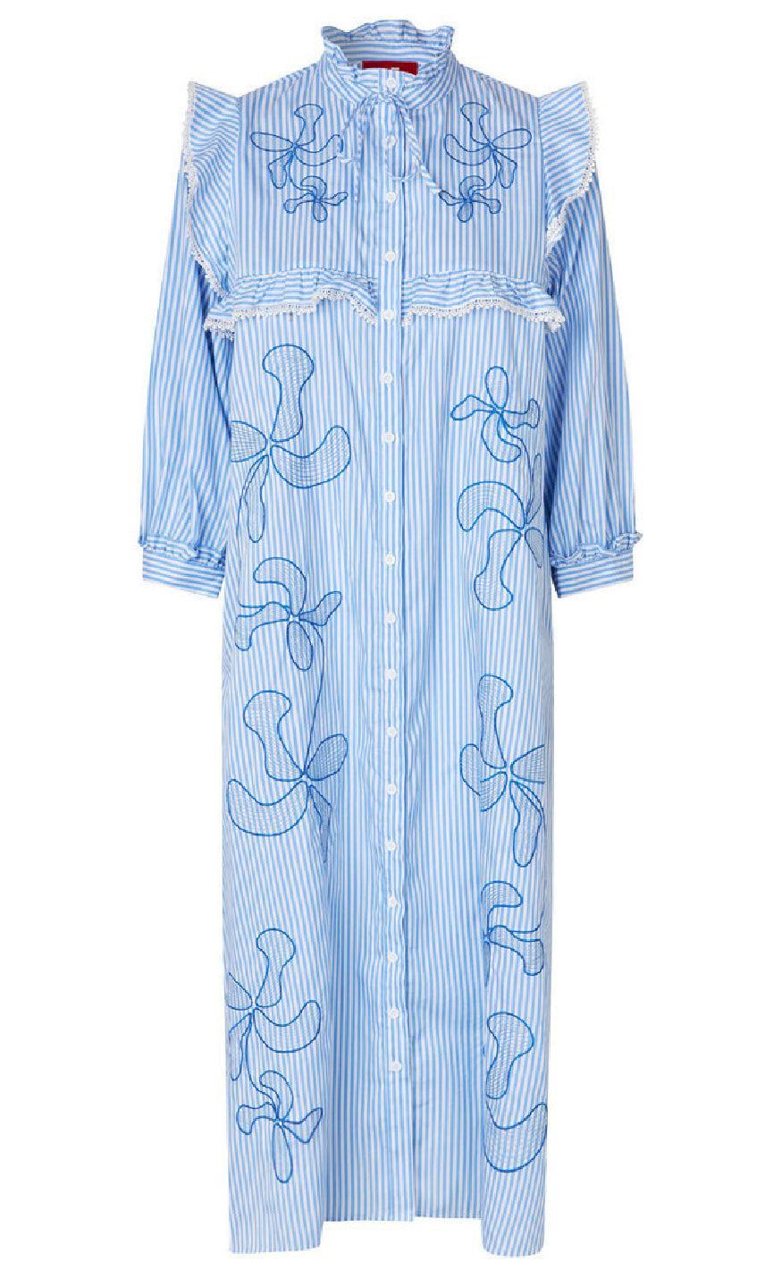 Cras Kjole Cody White Blue Stripe