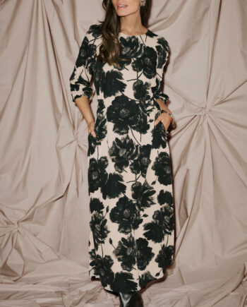 Culture Kjole Rachel Elitha Black Offwhite Flower