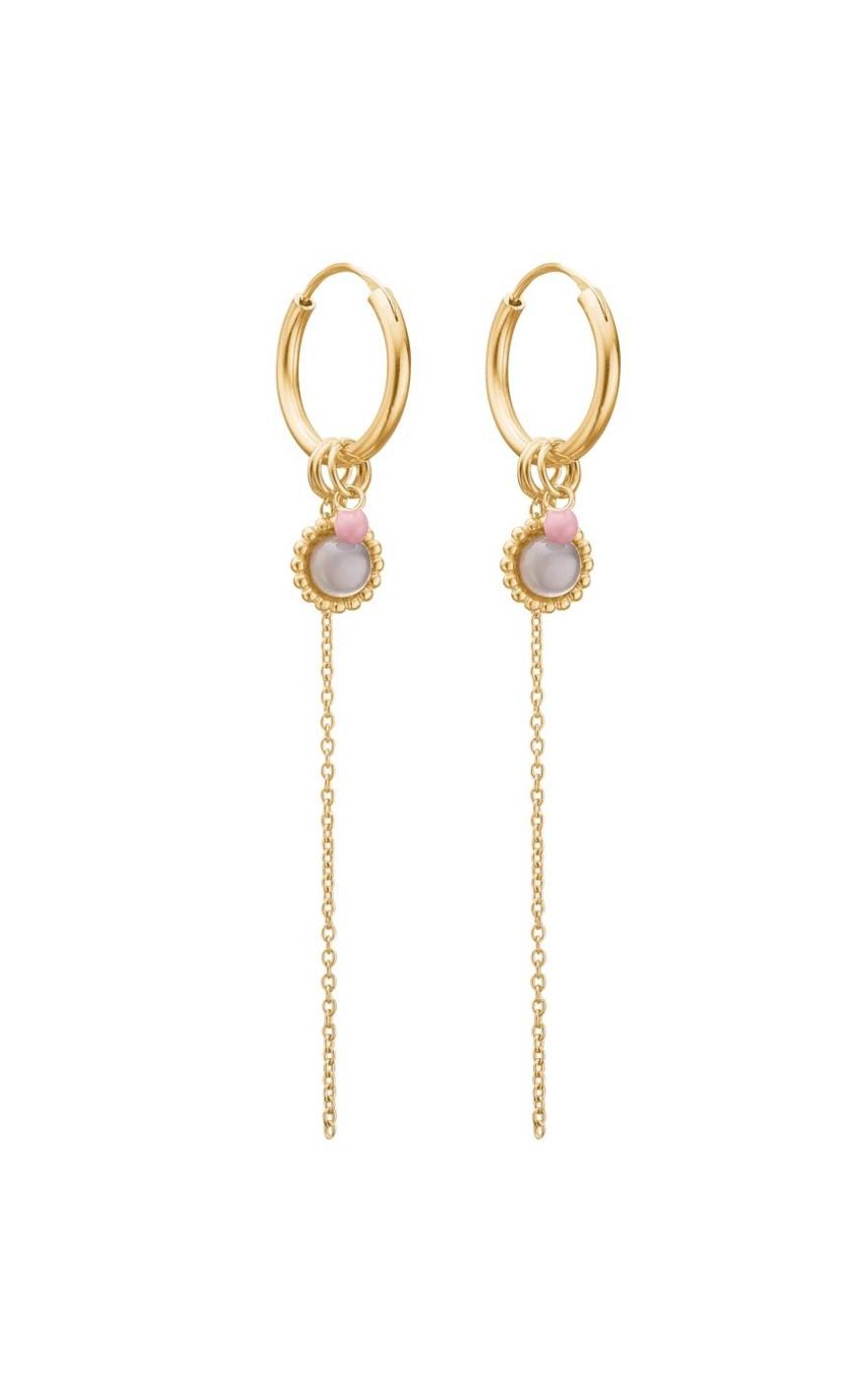Enamel Copenhagen øreringe Hoops Charming Grey Moonstone