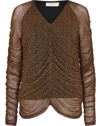 Freequent Bluse Mono Black With Roasted Pecan