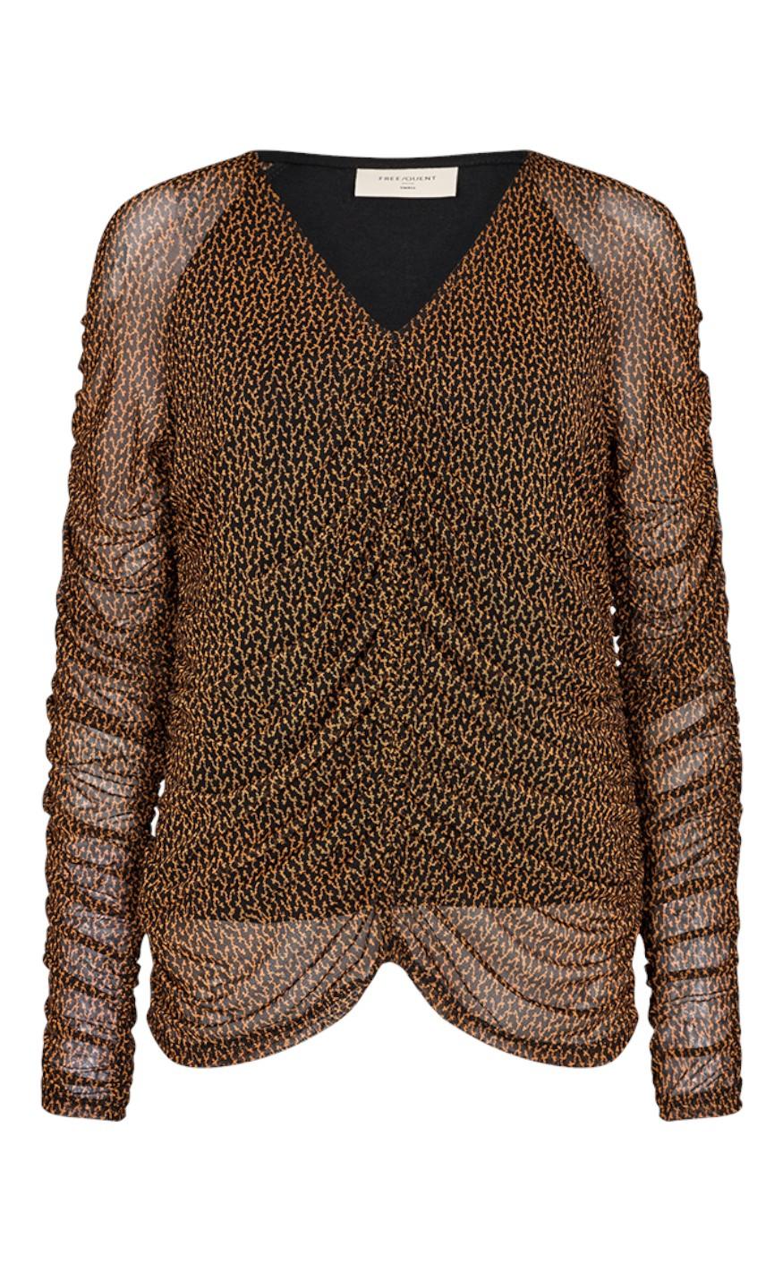 Freequent Bluse Mono Black With Roasted Pecan