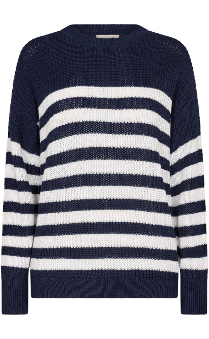Freequent Pullover Iben Navy Blazer Brilliant White